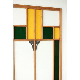 黄色と緑色ガラス建具 2枚1組　GD0243Y 
