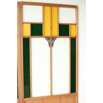 黄色と緑色ガラス建具 2枚1組　GD0243Y 