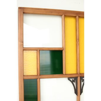 黄色と緑色ガラス建具 2枚1組　GD0243Y 