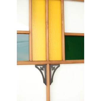 黄色と緑色ガラス建具 2枚1組　GD0243Y 