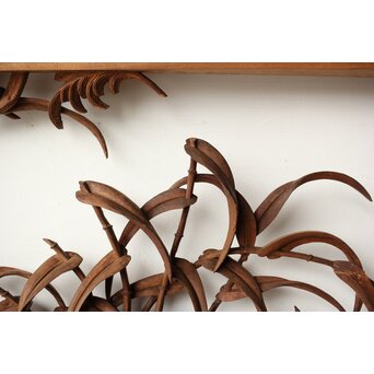 横山典行 井波木彫欄間 鷺 2枚1組　R0434 