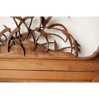 横山典行 井波木彫欄間 鷺 2枚1組　R0434 