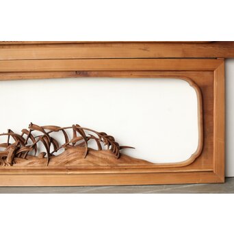 横山典行 井波木彫欄間 鷺 2枚1組　R0434 