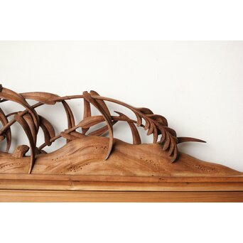 横山典行 井波木彫欄間 鷺 2枚1組　R0434 