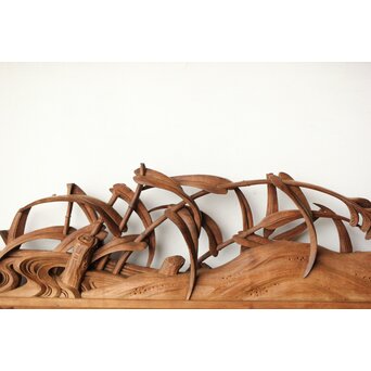 横山典行 井波木彫欄間 鷺 2枚1組　R0434 