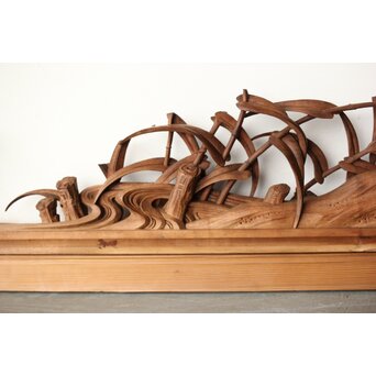 横山典行 井波木彫欄間 鷺 2枚1組　R0434 