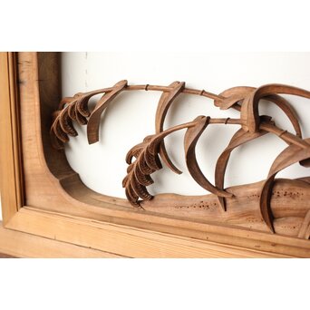 横山典行 井波木彫欄間 鷺 2枚1組　R0434 