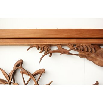 横山典行 井波木彫欄間 鷺 2枚1組　R0434 