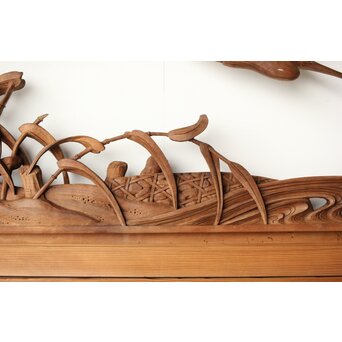 横山典行 井波木彫欄間 鷺 2枚1組　R0434 