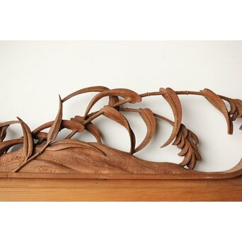 横山典行 井波木彫欄間 鷺 2枚1組　R0434 