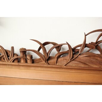 横山典行 井波木彫欄間 鷺 2枚1組　R0434 