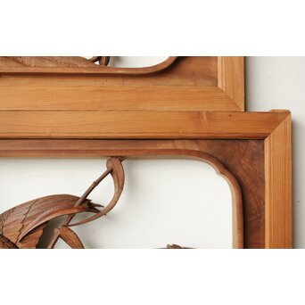 横山典行 井波木彫欄間 鷺 2枚1組　R0434 