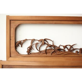 横山典行 井波木彫欄間 鷺 2枚1組　R0434 