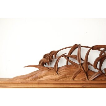 横山典行 井波木彫欄間 鷺 2枚1組　R0434 