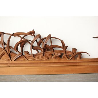 横山典行 井波木彫欄間 鷺 2枚1組　R0434 