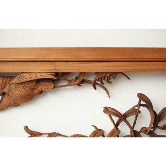 横山典行 井波木彫欄間 鷺 2枚1組　R0434 