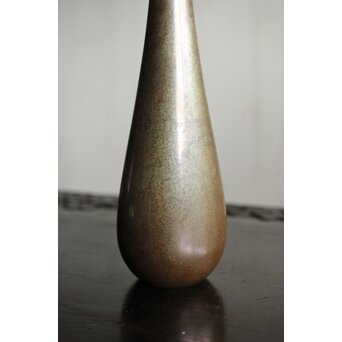 人間国宝 金森映井智/栄一 朧銀 曽呂利/四分一花器　M431 