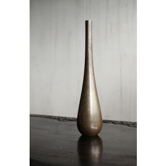 人間国宝 金森映井智/栄一 朧銀 曽呂利/四分一花器　M431 