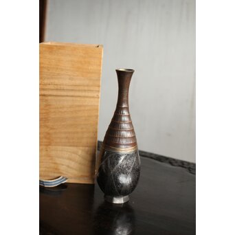 一雄銘 異材接合/はぎあわせ技法銀花瓶　M432 