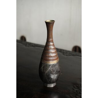 一雄銘 異材接合/はぎあわせ技法銀花瓶　M432 