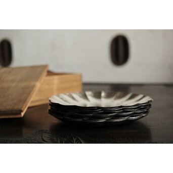 一鳳斎銘純銀菊型 銘々皿 10枚1組　M433 