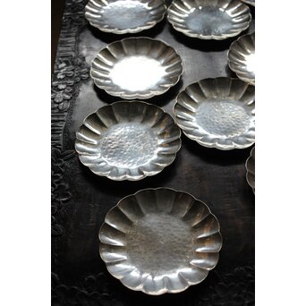 一鳳斎銘純銀菊型 銘々皿 10枚1組　M433 