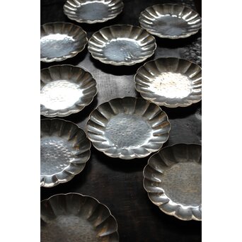 一鳳斎銘純銀菊型 銘々皿 10枚1組　M433 