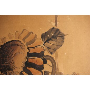 寺崎広業/廣業 ひまわり 紙本額装　Z553 