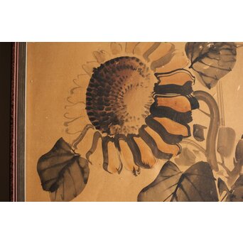 寺崎広業/廣業 ひまわり 紙本額装　Z553 