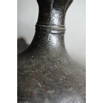 漢 青銅花瓶 / 汉代 青铜蒜头瓶 六花形口長頸壺　M435 