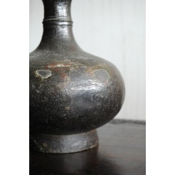 漢 青銅花瓶 / 汉代 青铜蒜头瓶 六花形口長頸壺　M435 