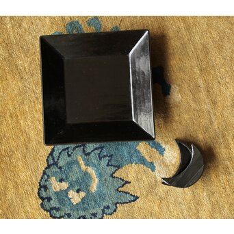 飛来一閑 三日月香合/平方茶入盆　Q369 