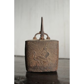 狩野探幽 群鶴図 松竹梅意匠 銀象嵌平手 蒔絵蓋 銚子　M436 