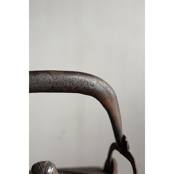 狩野探幽 群鶴図 松竹梅意匠 銀象嵌平手 蒔絵蓋 銚子　M436 