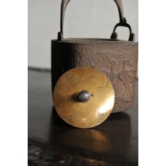 狩野探幽 群鶴図 松竹梅意匠 銀象嵌平手 蒔絵蓋 銚子　M436 