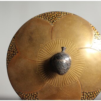 狩野探幽 群鶴図 松竹梅意匠 銀象嵌平手 蒔絵蓋 銚子　M436 