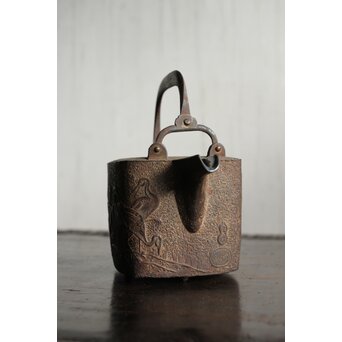 狩野探幽 群鶴図 松竹梅意匠 銀象嵌平手 蒔絵蓋 銚子　M436 