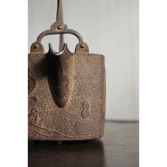 狩野探幽 群鶴図 松竹梅意匠 銀象嵌平手 蒔絵蓋 銚子　M436 