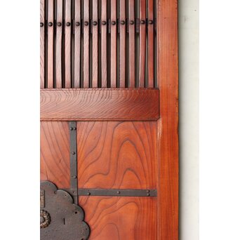 総欅赤い格子蔵戸　W0175Y 