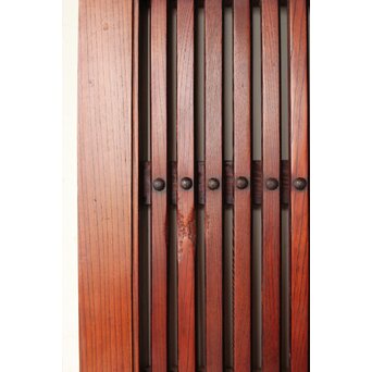 総欅赤い格子蔵戸　W0175Y 