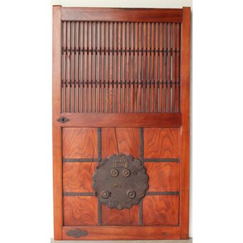 総欅赤い格子蔵戸　W0175Y