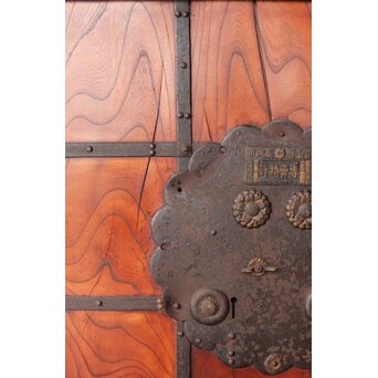 総欅赤い格子蔵戸　W0175Y 