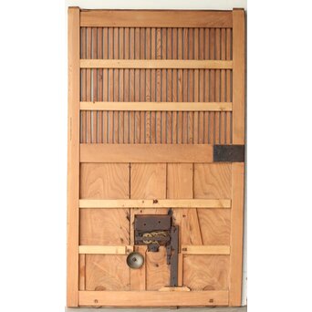 総欅赤い格子蔵戸　W0175Y ウラ面