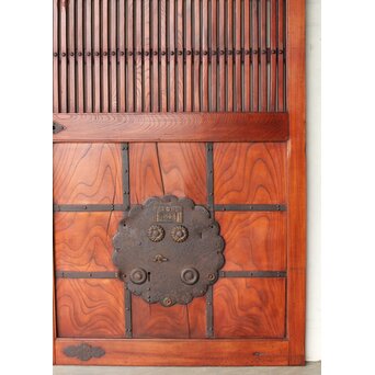 総欅赤い格子蔵戸　W0175Y 