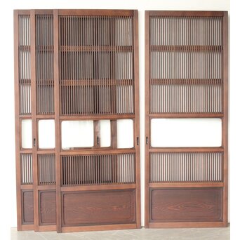 障子枠付 釘無細身格子戸 4枚1組　L1144