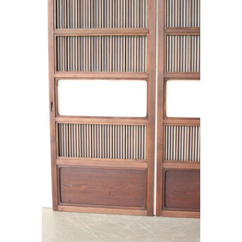 障子枠付 釘無細身格子戸 4枚1組　L1144 