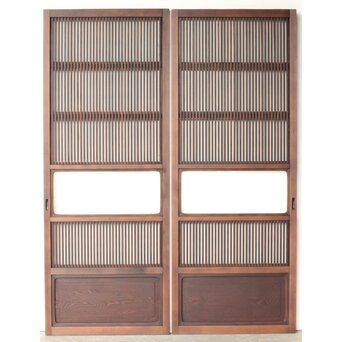 障子枠付 釘無細身格子戸 4枚1組　L1144 CD　表