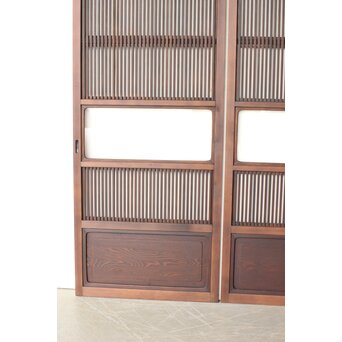 障子枠付 釘無細身格子戸 4枚1組　L1144 