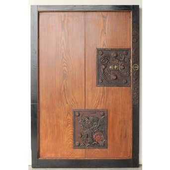 庄内手 鍾馗大鉄金具蔵戸　W0178Y