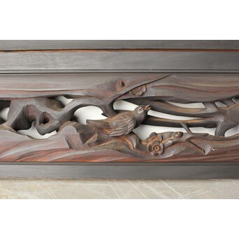 寺院欄間 木彫松竹梅に鳳凰 2枚1組　R0439 